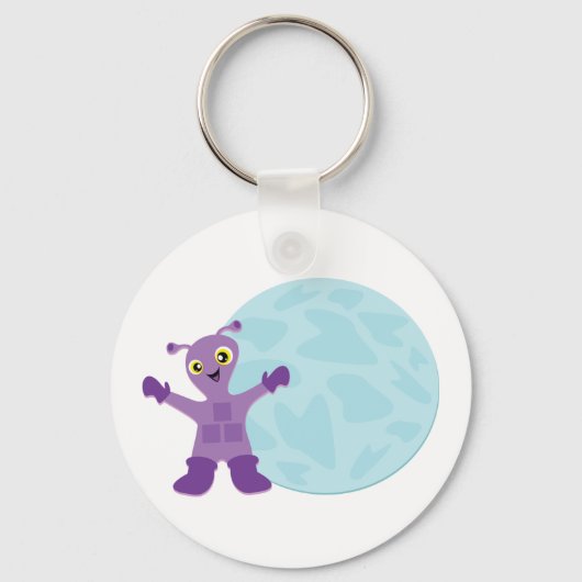 Lila Alien Schlüsselanhänger (Rückseite)