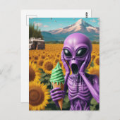 Lila Alien Schmelzen der Eiscreme Postkarte (Vorne/Hinten)