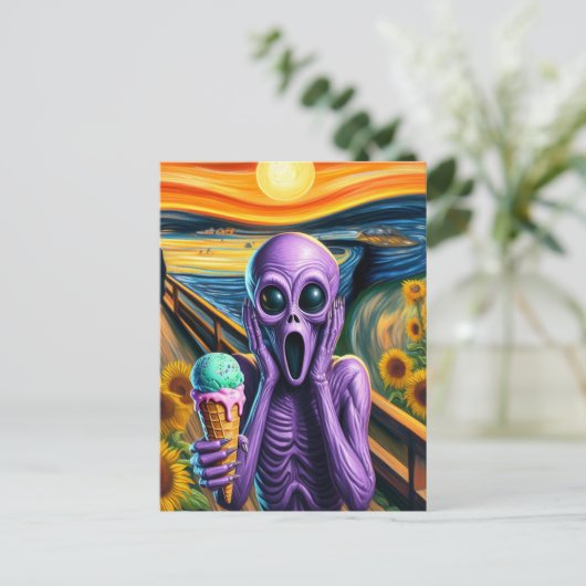 Lila Alien Screams Ice Cream Melisse Postkarte (Stehend Vorderseite)