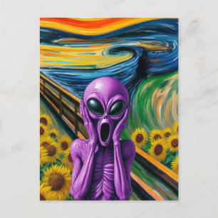 Lila Alien Screams Postkarte