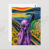 Lila Alien Screams Postkarte (Vorne/Hinten)