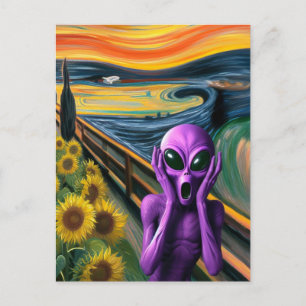 Lila Alien Screening Postkarte