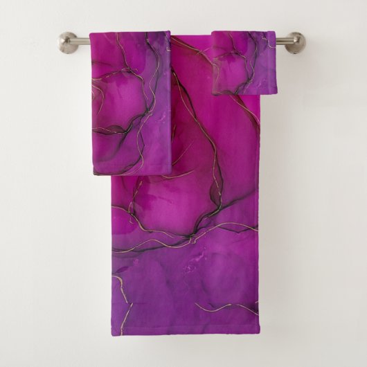 Lila Alkoholfarbe Badhandtuch Set (Insitu)
