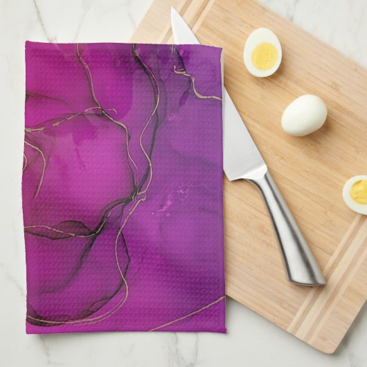 Lila Alkoholfarbe Geschirrtuch (Viertel Falte)