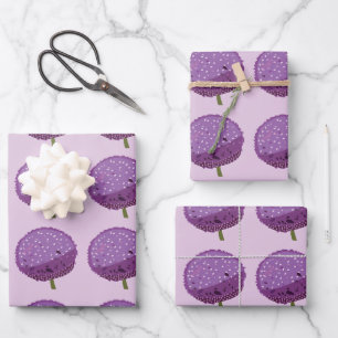 Lila Allium Blume Blumenmuster Geschenkpapier Set