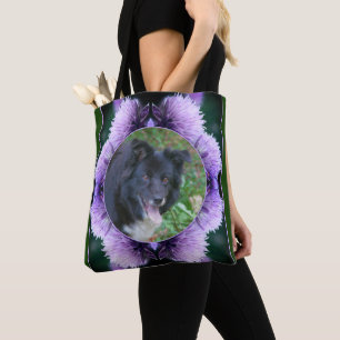 Lila Allium-Blume gestalten Ihr eigenes Foto Tasche