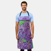 Lila Allium-Mosaik mit Aquarellwirkung Schürze (Getragen)