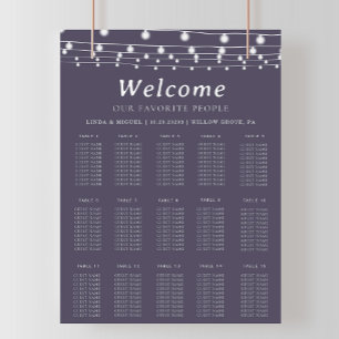 Lila Alphabetische Hochzeitstabelle Poster