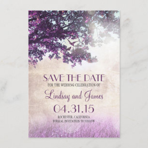 Lila alte Eiche romantische Rettet-das-Datum-Karte Save The Date