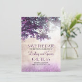 Lila alte Eichenbaumromantik speichern Dattelkarte Save The Date (Stehend Vorderseite)