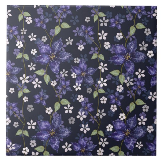 Lila Amaryllische Blume Fliese (Vorderseite)