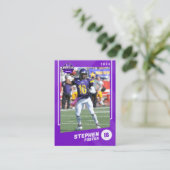 Lila American Football Player Trading Card Telefonnummerkarte (Stehend Vorderseite)