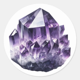 Lila Amethyst Beruhigender Kristall Metaphysisch Runder Aufkleber