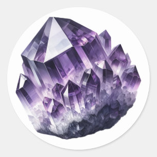 Lila Amethyst Beruhigender Kristall Metaphysisch Runder Aufkleber