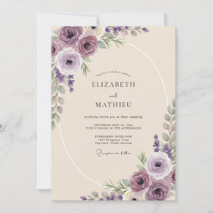 Lila-Amethyst-Blatt-Hochzeit Einladung