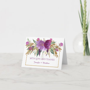 Lila Amethyst Blumen Gold Glitter Danke