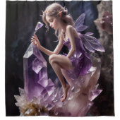 Lila Amethyst Crystal Fantasy Duschvorhänge Duschvorhang (Vorderseite)