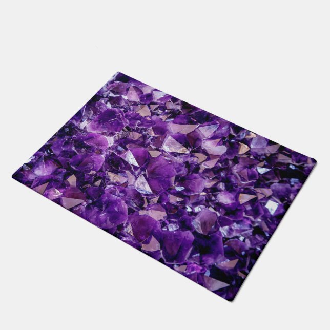 Lila Amethyst Crystal Gemstone Doormat Rug Fußmatte (Schrägansicht)