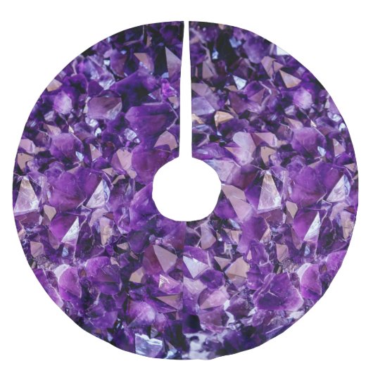 Lila Amethyst Crystal Geode Gems Tree Skirt Polyester Weihnachtsbaumdecke (Vorderseite)