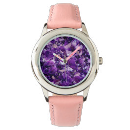 Lila Amethyst Crystal Geode Gems Wrist Watch Armbanduhr