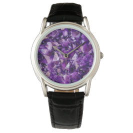 Lila Amethyst Crystal Geode Gems Wrist Watch Armbanduhr