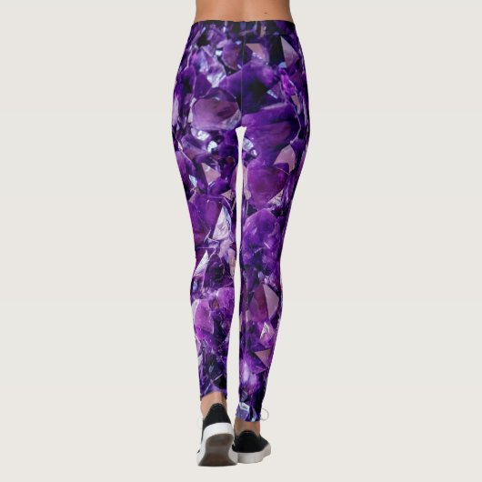 Lila Amethyst Crystal Geode Gemstone Leggings (Rückseite)