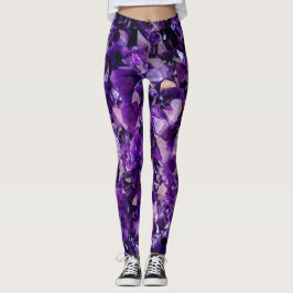Lila Amethyst Crystal Geode Gemstone Leggings