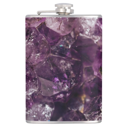 Lila Amethyst Crystal Quartz Energiepmuster Flachmann (Vorderseite)