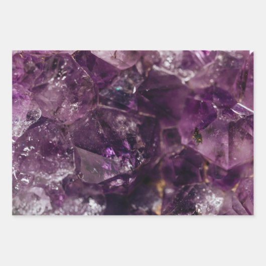 Lila Amethyst Crystal Quartz Energiepmuster Geschenkpapier Set (Vorderseite)