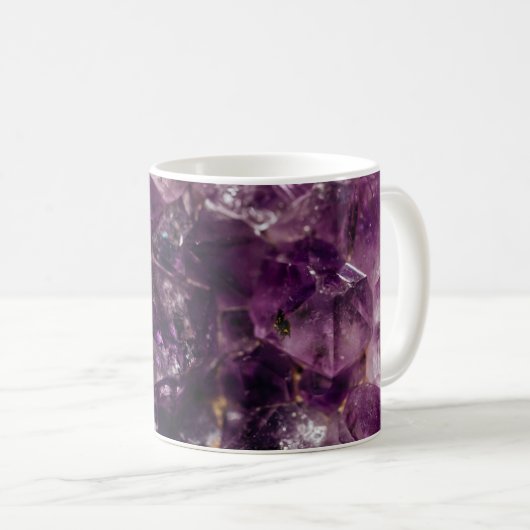 Lila Amethyst Crystal Quartz Energiepmuster Kaffeetasse (VorderseiteRechts)