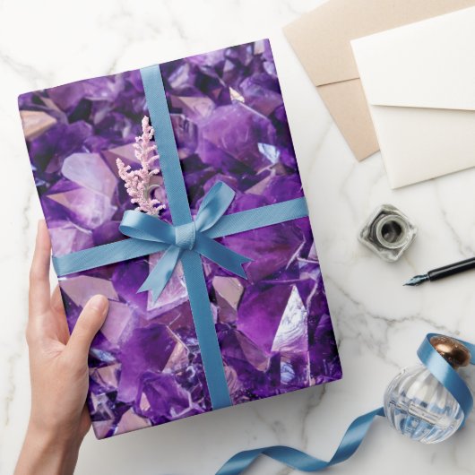 Lila Amethyst Crystal Wrapping Paper Geschenkpapier (Schenken)