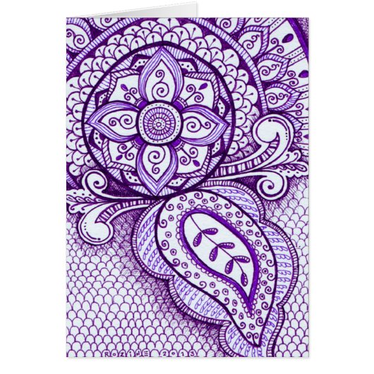 Lila Amethyst Damask Indian Mandala Blank Innen (Vorne)