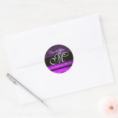 LILA AMETHYST DAMASK MONOGRAM Vielen Dank Runder Aufkleber (Umschlag)