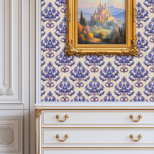 Lila Amethyst Damask Princesscore Tapete (Purple Amethyst Damask Princesscore Wallpaper)