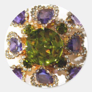 Lila Amethyst Diamanten Smaragde Schmuck Runder Aufkleber