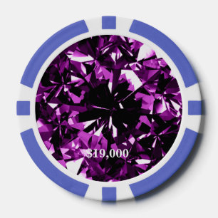 Lila Amethyst Diamond Gem Stone Poker Chip