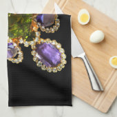 Lila Amethyst Diamonds Emeralds Schmuck Geschirrtuch (Viertel Falte)