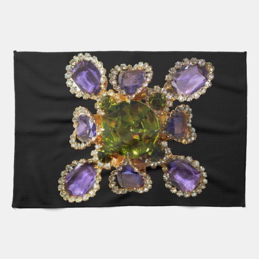 Lila Amethyst Diamonds Emeralds Schmuck Geschirrtuch (Horizontal)