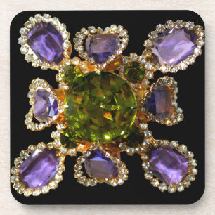 Lila Amethyst Diamonds Emeralds Schmuck Getränkeuntersetzer