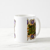 Lila Amethyst Diamonds Emeralds Schmuck Kaffeetasse (VorderseiteRechts)