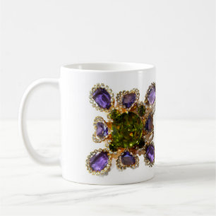 Lila Amethyst Diamonds Emeralds Schmuck Kaffeetasse