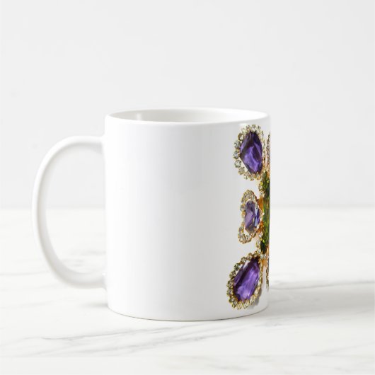 Lila Amethyst Diamonds Emeralds Schmuck Kaffeetasse (Links)