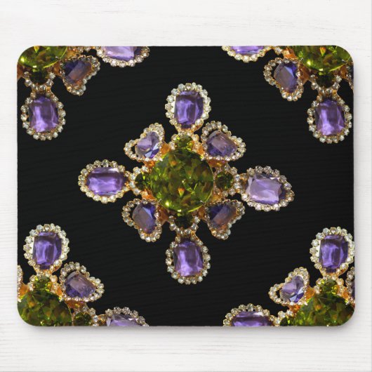 Lila Amethyst Diamonds Emeralds Schmuck Mousepad (Vorne)