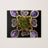 Lila Amethyst Diamonds Emeralds Schmuck Puzzle (Horizontal)