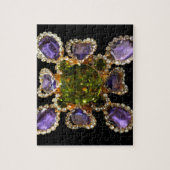 Lila Amethyst Diamonds Emeralds Schmuck Puzzle (Vertikal)