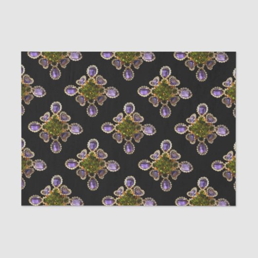 Lila Amethyst Diamonds Emeralds Schmuck Seidenpapier (Vorderseite)