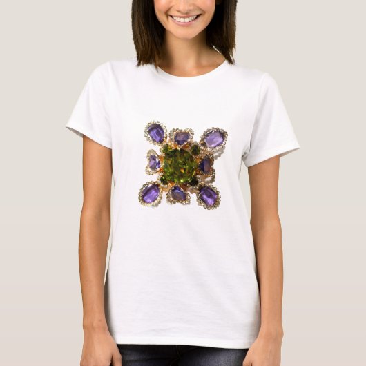 Lila Amethyst Diamonds Emeralds Schmuck T-Shirt (Vorderseite)
