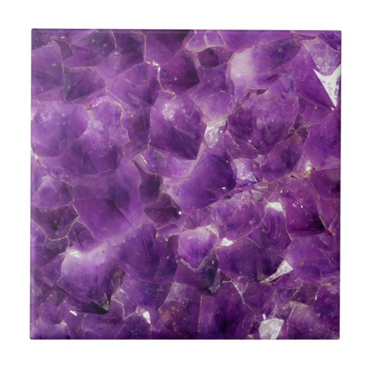 Lila Amethyst Edelstein-Felsen Februar Birthstone Fliese (Vorderseite)