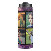 Lila Amethyst-Edelstein-Foto-Collage Monogramm Thermosbecher (Vorderseite)