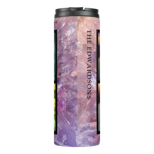 Lila Amethyst-Edelstein-Foto-Collage Monogramm Thermosbecher (Rückseite)